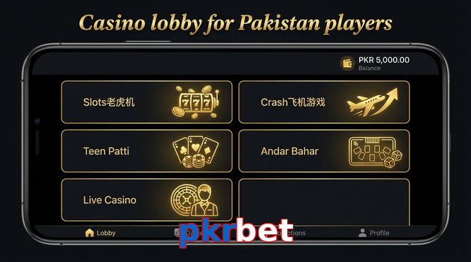Lobby view of Pkrbet for Pakistan users